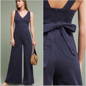 CHNO by Anthropologie Blue Tie Jumpsuit - Size 6